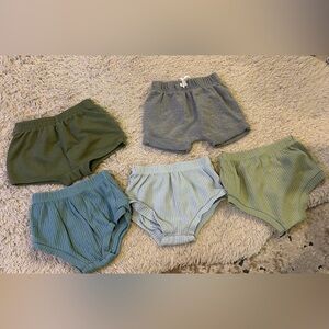 Assorted Green & Gray Ribbed baby Shorts - Pack